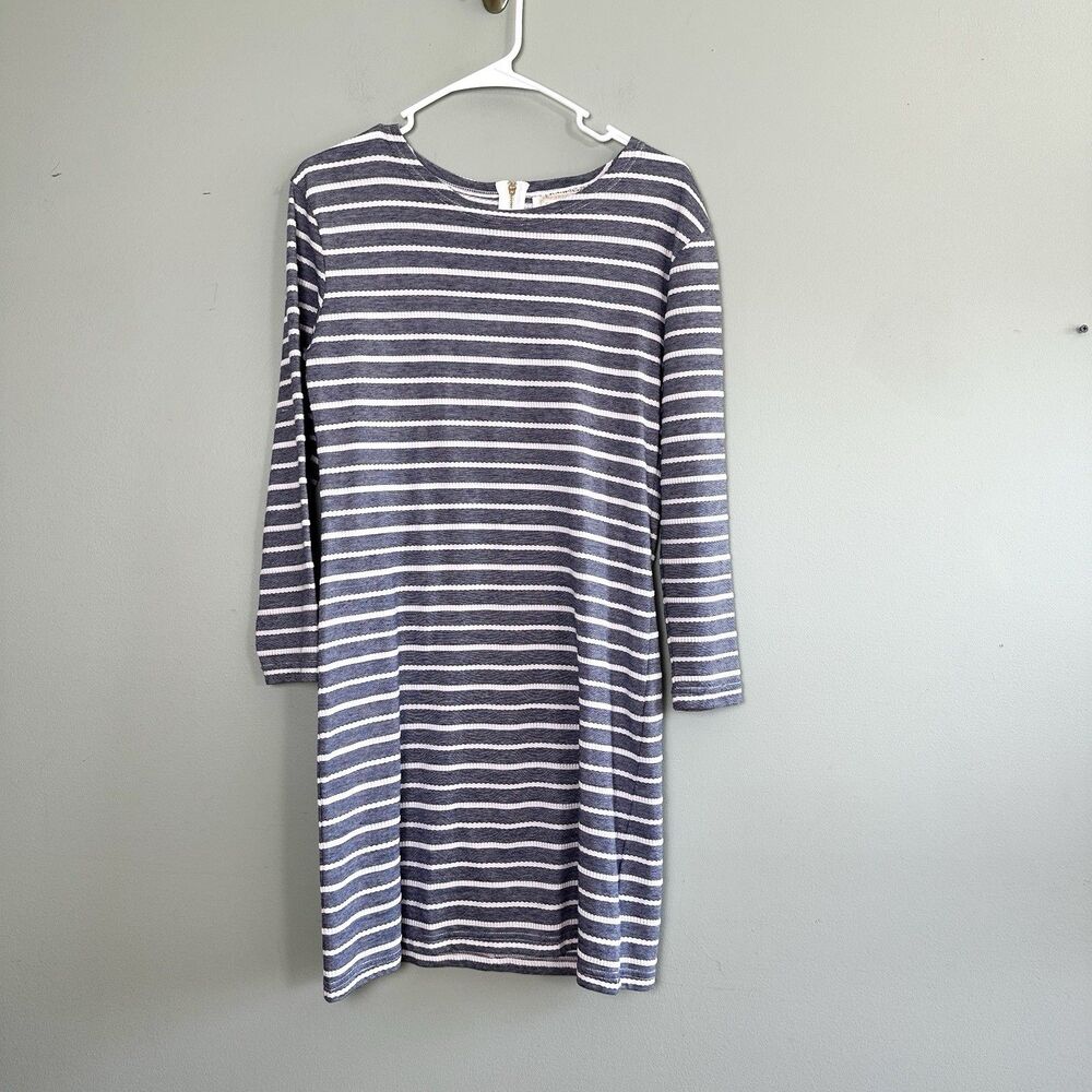 Sail to Sable Dress Womens Small Gray Striped Striped Mini Long Sleeve Nautical